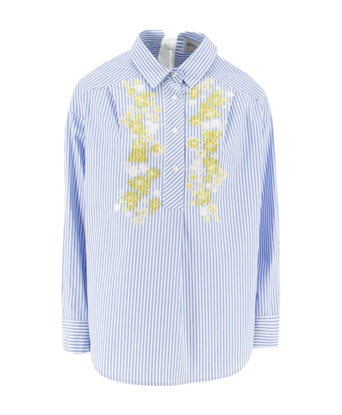 Полосатая рубашка с цветочной вышивкой Ermanno Scervino, синий
Полосатая рубашка с цветочной вышивкой Ermanno Scervino, синий