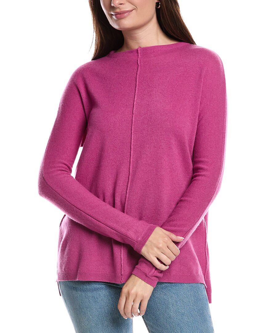 Форте Кашемир Вязаный свитер с воронкообразным воротником и швами Forte Cashmere, фиолетовый 
Форте Кашемир Вязаный свитер с воронкообразным воротником и швами Forte Cashmere, фиолетовый