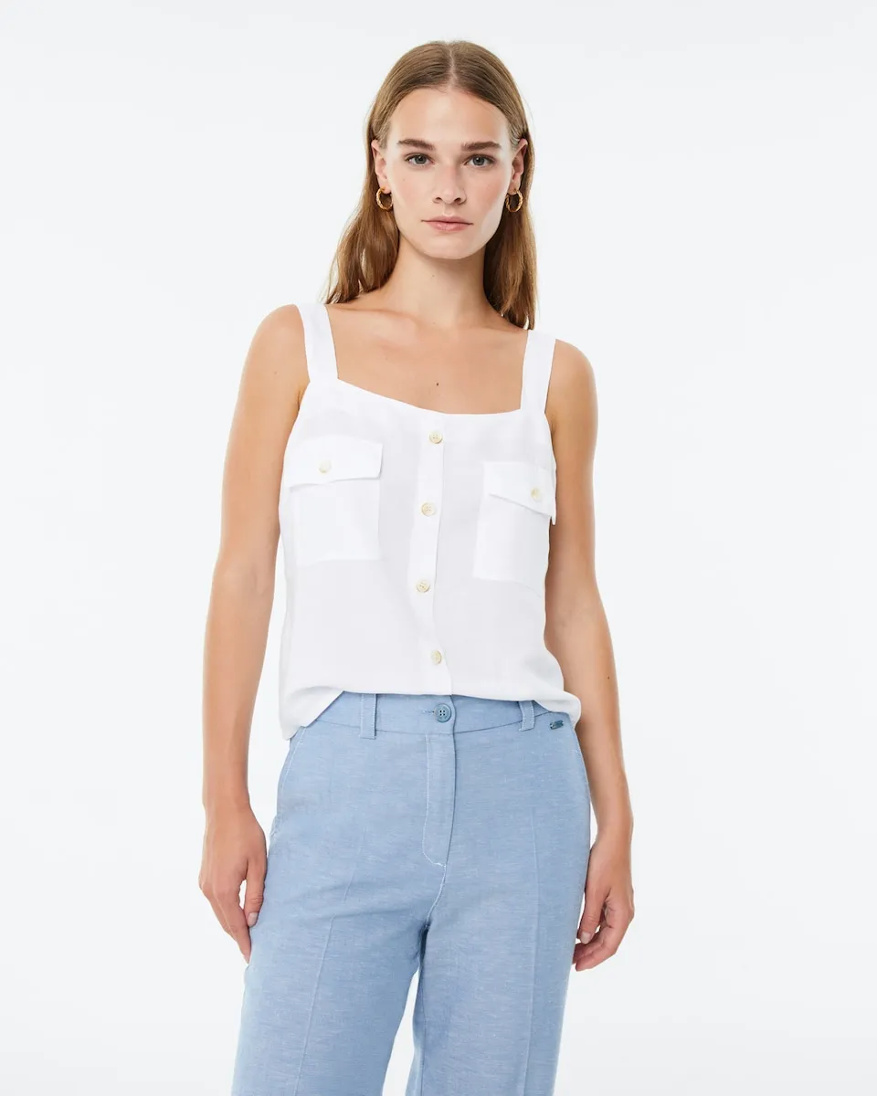 Женский топ на бретелях с карманами и пуговицами Paz Torras, белый
Женский топ на бретелях с карманами и пуговицами Paz Torras, белый