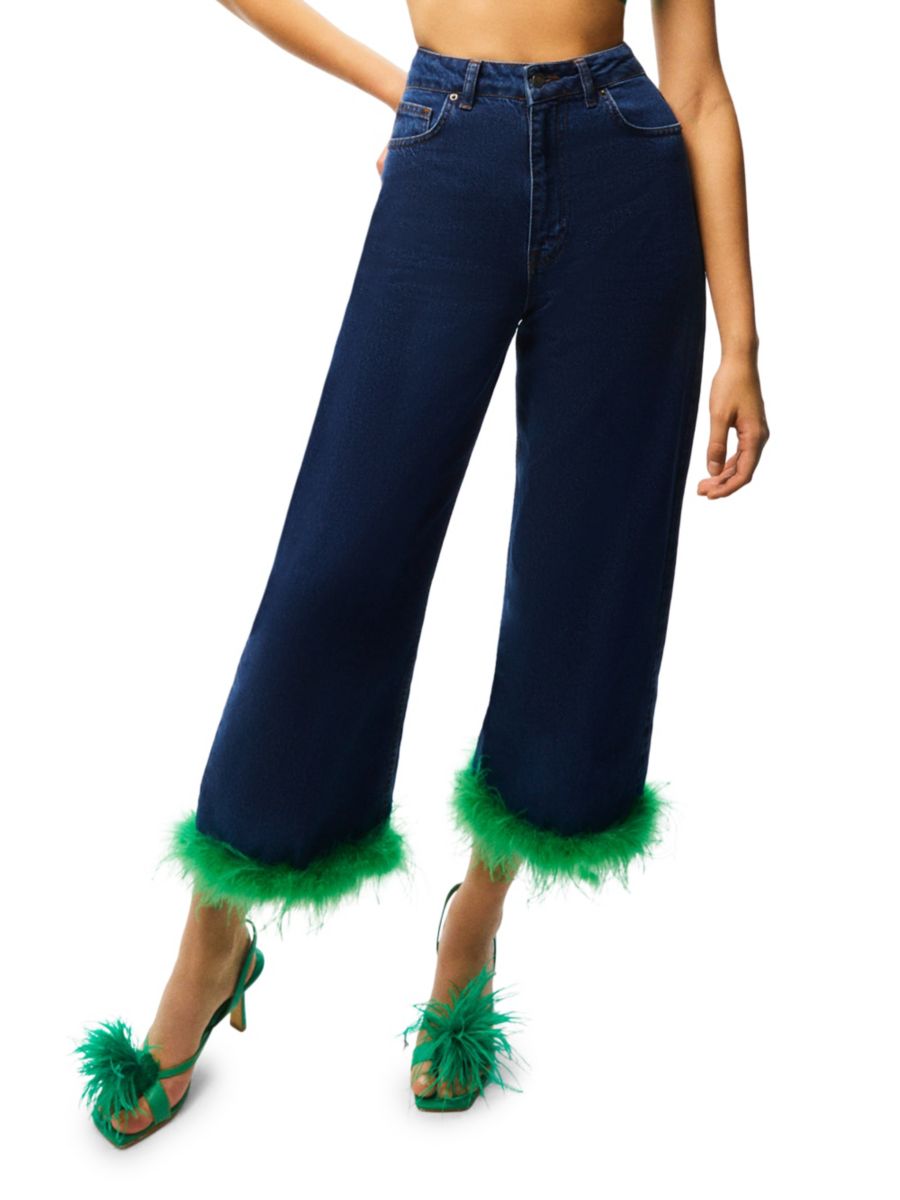 Укороченные джинсы с широкими штанинами и перьевым подолом Nocturne, синий
Укороченные джинсы с широкими штанинами и перьевым подолом Nocturne, синий