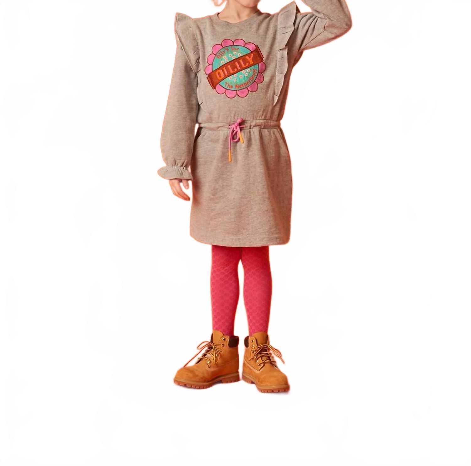 Платье-свитер с цветочным логотипом для девочки Djane серого цвета Oilily 
Платье-свитер с цветочным логотипом для девочки Djane серого цвета Oilily