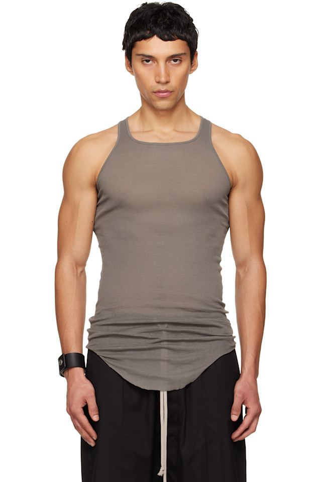 Rick Owens Базовая ребристая майка серого цвета с изображением храма
Rick Owens Базовая ребристая майка серого цвета с изображением храма