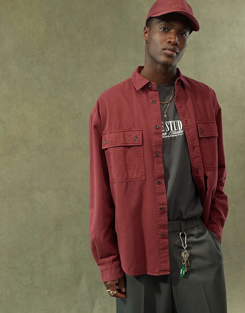 Рубашка свободного кроя в стиле 90-х с квадратным воротником в бордовом цвете от ASOS DESIGN
Рубашка свободного кроя в стиле 90-х с квадратным воротником в бордовом цвете от ASOS DESIGN