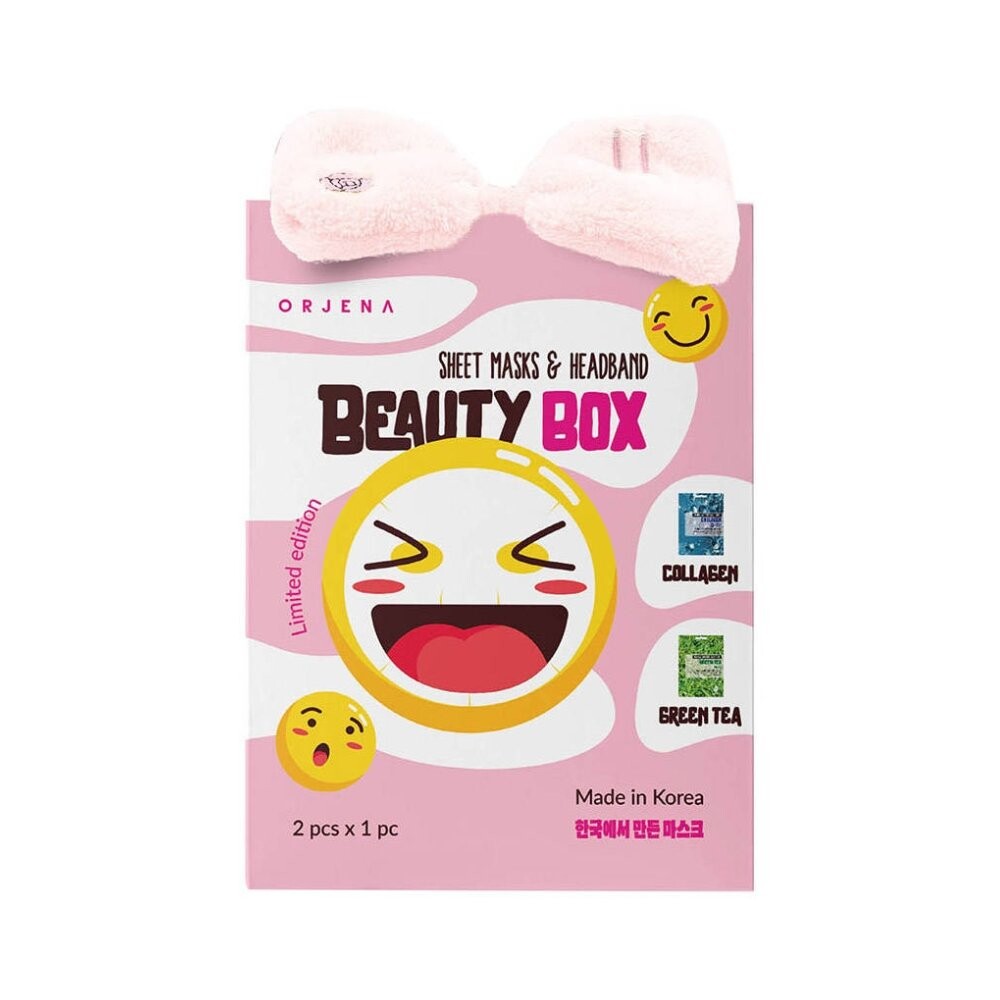 Orjena, Тканевые маски и повязка на голову Beauty Box, набор тканевых масок с повязкой на голову Beauty Box, 2 шт 
Orjena, Тканевые маски и повязка на голову Beauty Box, набор тканевых масок с повязкой на голову Beauty Box, 2 шт