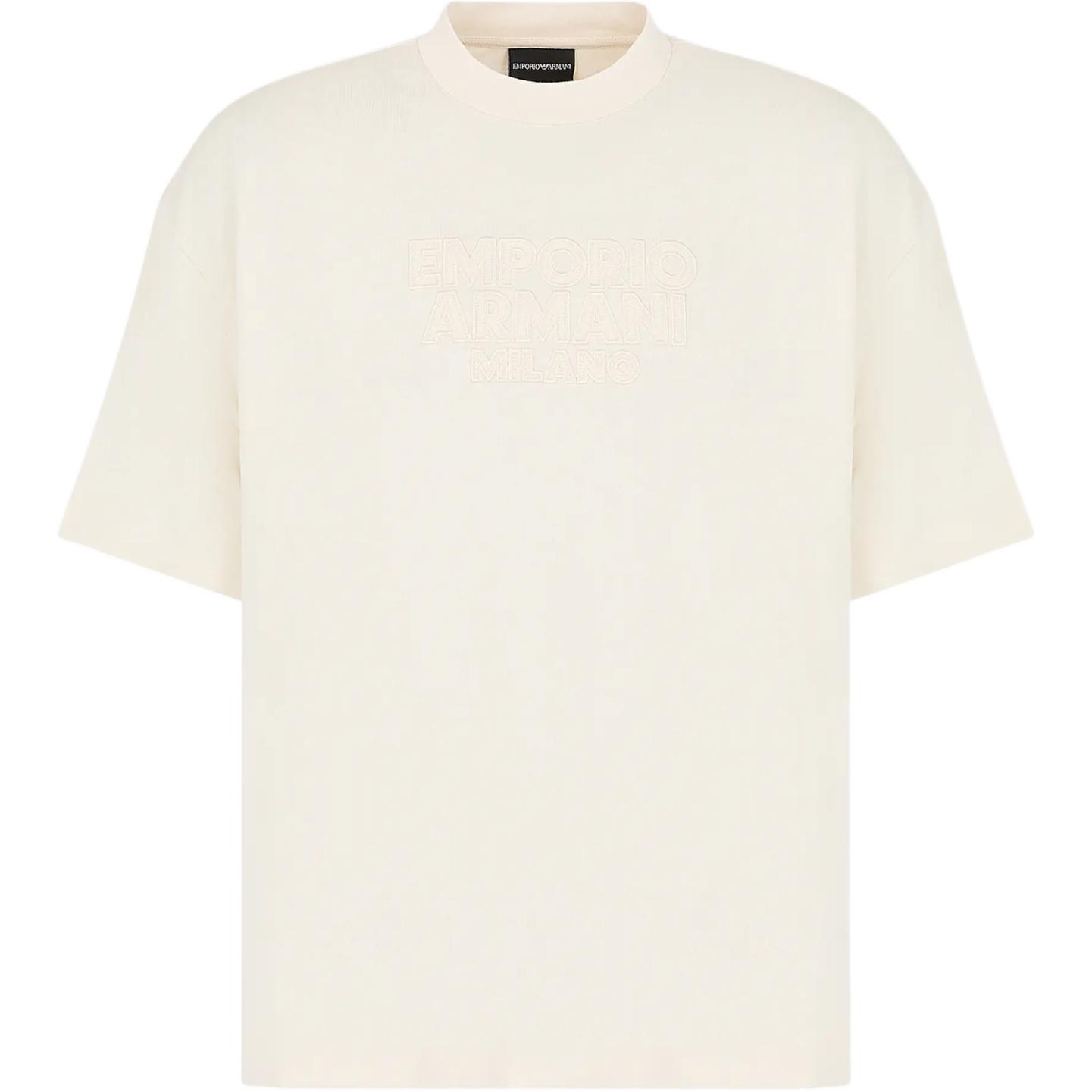 Однотонная футболка с логотипом свободного кроя с круглым вырезом и короткими рукавами мужская ванильно-белая EMPORIO ARMANI
Однотонная футболка с логотипом свободного кроя с круглым вырезом и короткими рукавами мужская ванильно-белая EMPORIO ARMANI