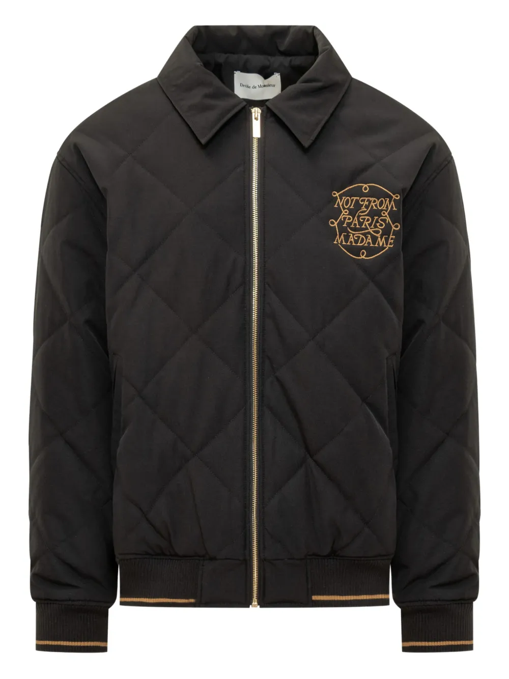 Стеганая куртка с лозунгом Drôle De Monsieur, черный 
Стеганая куртка с лозунгом Drôle De Monsieur, черный