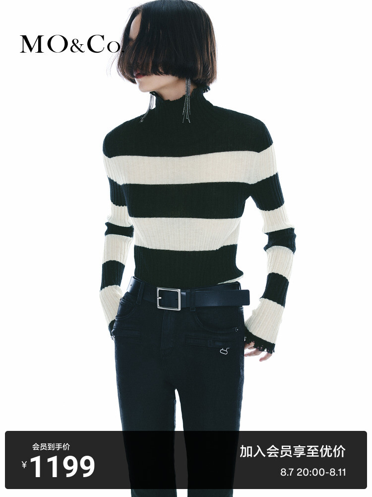 Свитер-водолазка Moco из ангорского мохера, черно-белый
Свитер-водолазка Moco из ангорского мохера, черно-белый