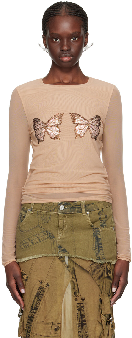 Бежевая футболка с длинным рукавом с графическим рисунком Blumarine
Бежевая футболка с длинным рукавом с графическим рисунком Blumarine