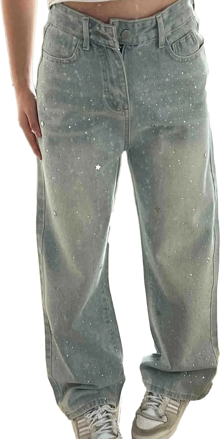 Женские джинсы GPCHAN с высокой талией, широкие прямые, с блестящими стразами
Женские джинсы GPCHAN с высокой талией, широкие прямые, с блестящими стразами
