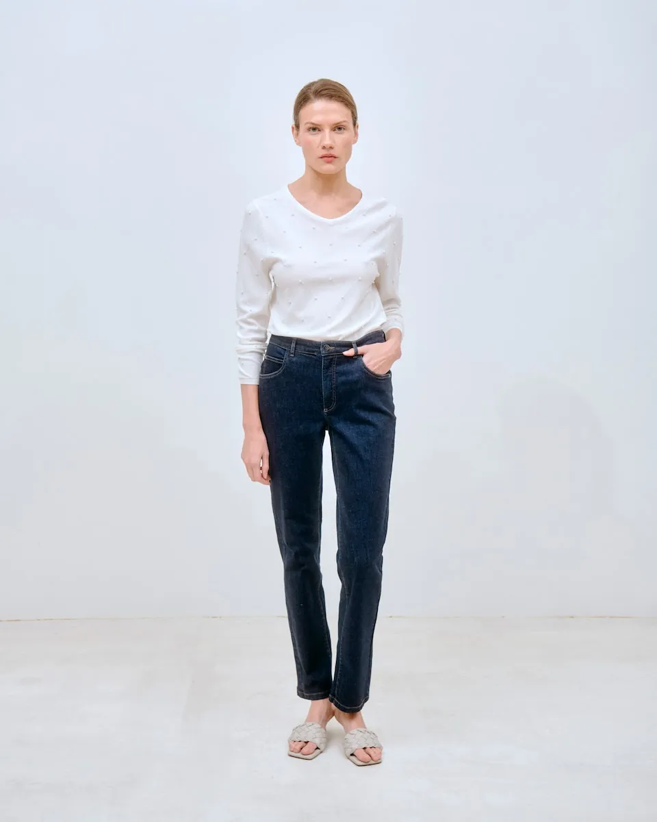 Женские прямые джинсы с высокой талией и пятью карманами Lasserre, тёмно-синий
Женские прямые джинсы с высокой талией и пятью карманами Lasserre, тёмно-синий