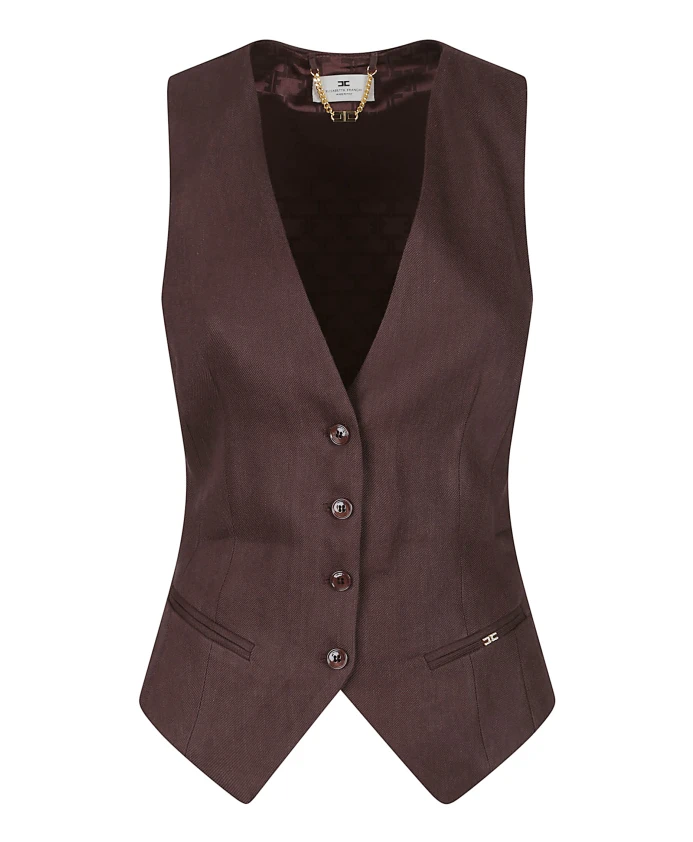 Жилет из габардина из смесовой льняной ткани Elisabetta Franchi, коричневый
Жилет из габардина из смесовой льняной ткани Elisabetta Franchi, коричневый
