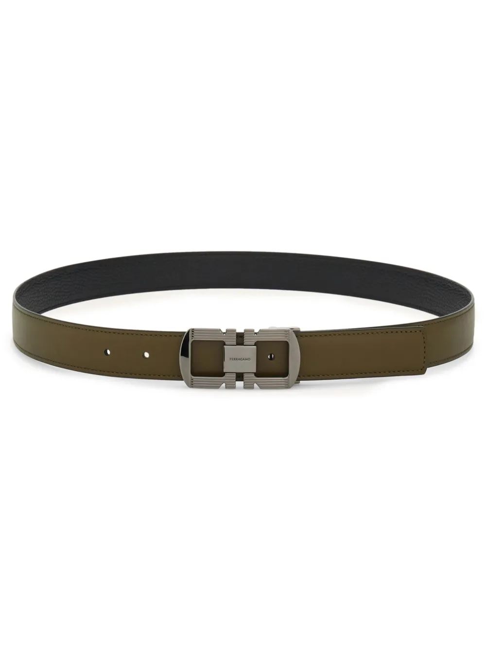 Двусторонний ремень с декором Gancini Ferragamo, зеленый
Двусторонний ремень с декором Gancini Ferragamo, зеленый