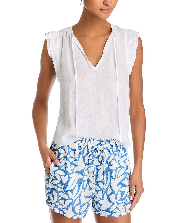 Льняной топ с воротником на завязках и рукавами-рюшами Bella Dahl, белый
Льняной топ с воротником на завязках и рукавами-рюшами Bella Dahl, белый