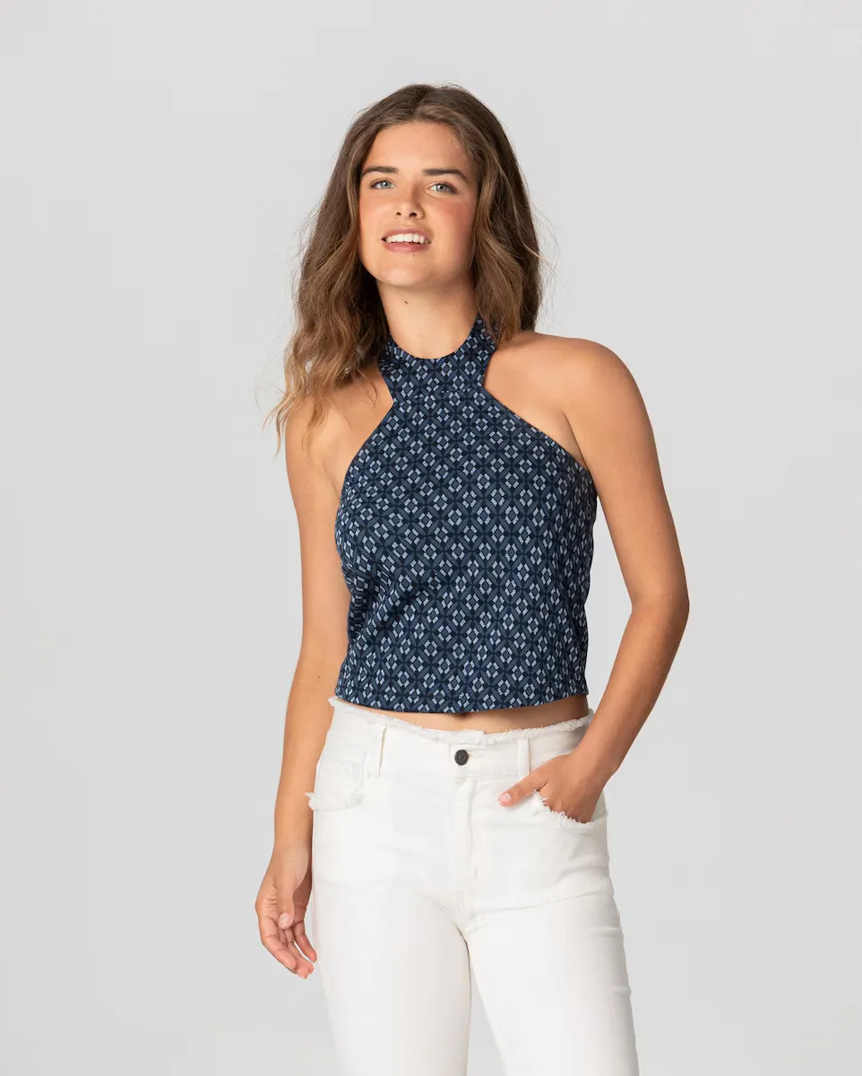 Женский топ с принтом и халтерным вырезом Noon, темно-синий
Женский топ с принтом и халтерным вырезом Noon, темно-синий