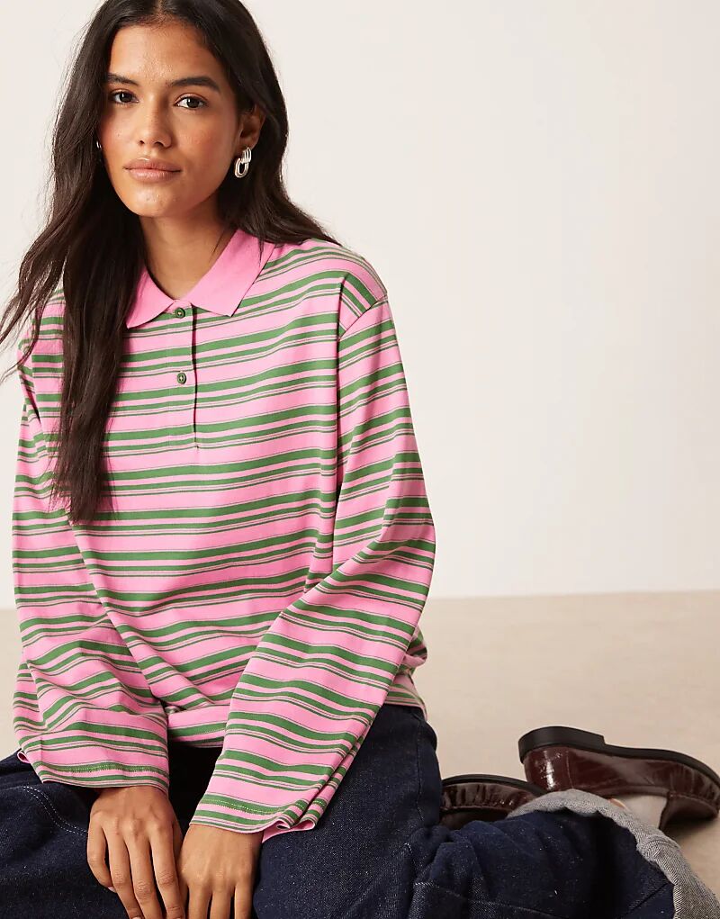 Поло AWARE с длинными рукавами в зелено-розовую полоску
Поло AWARE с длинными рукавами в зелено-розовую полоску