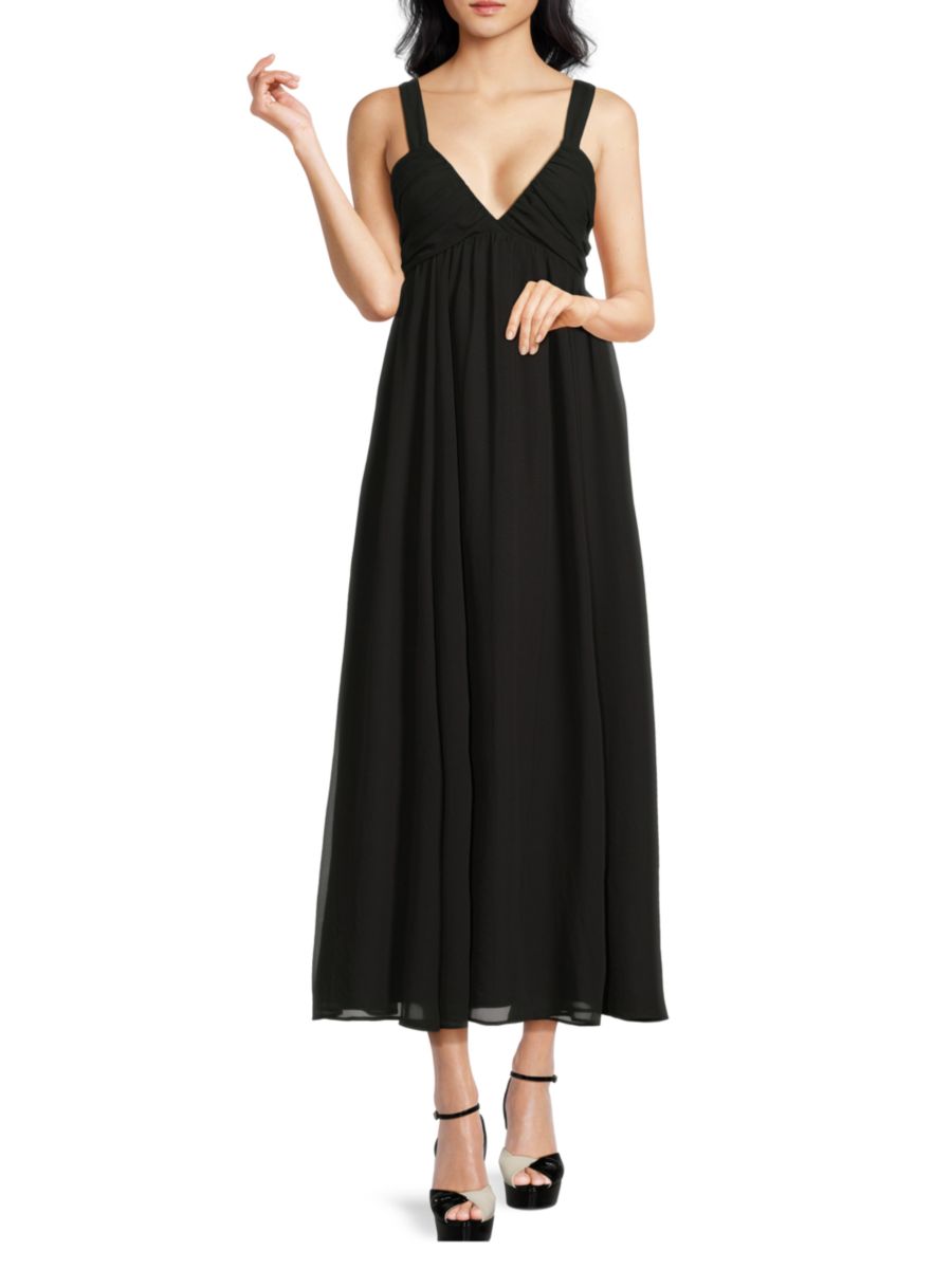 Платье макси Jia А-силуэта из шифона Area Stars, черный 
Платье макси Jia А-силуэта из шифона Area Stars, черный