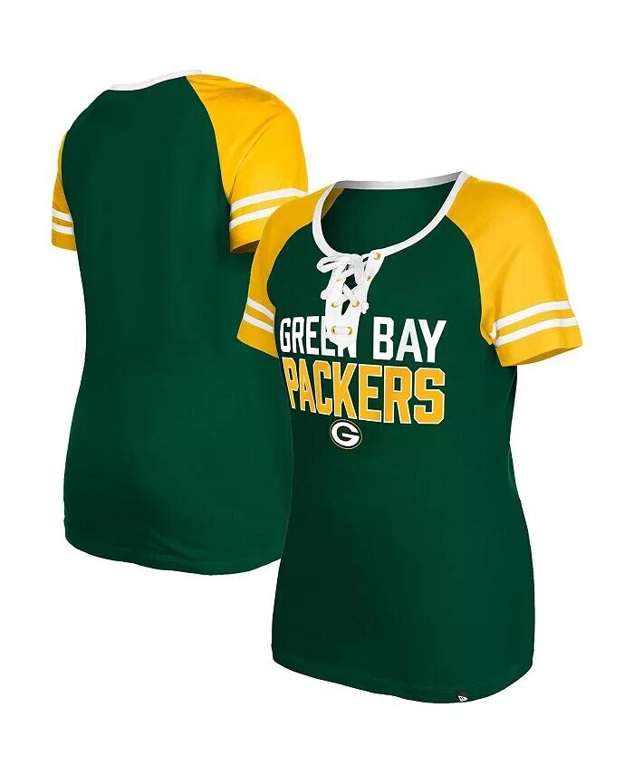 Женская зеленая футболка Green Bay Packers Raglan Lace-Up New Era
Женская зеленая футболка Green Bay Packers Raglan Lace-Up New Era