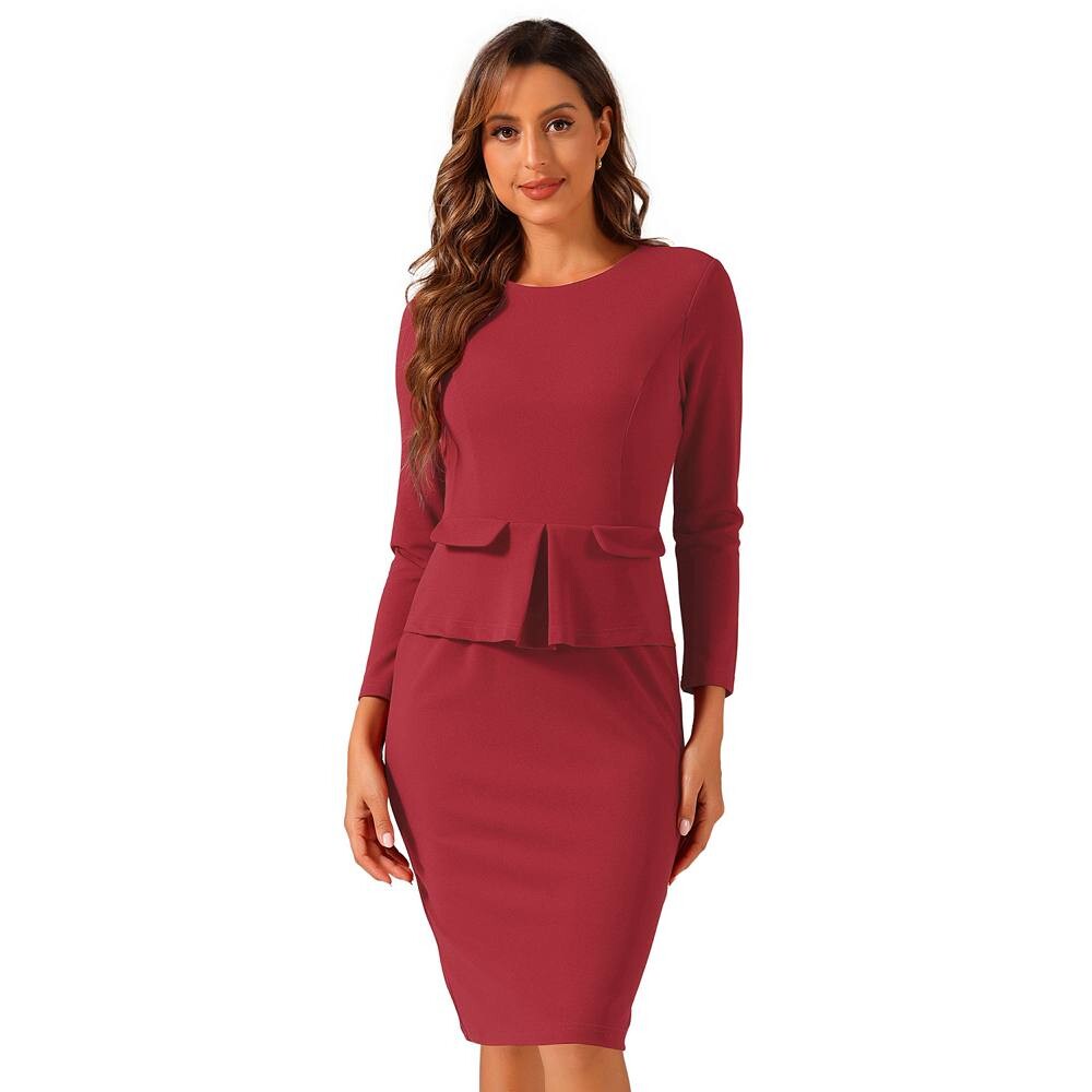 Женское облегающее платье-карандаш с круглым вырезом и рукавом 3/4, баска, одежда для работы, офисное платье-футляр ALLEGRA K, красный
Женское облегающее платье-карандаш с круглым вырезом и рукавом 3/4, баска, одежда для работы, офисное платье-футляр ALLEGRA K, красный