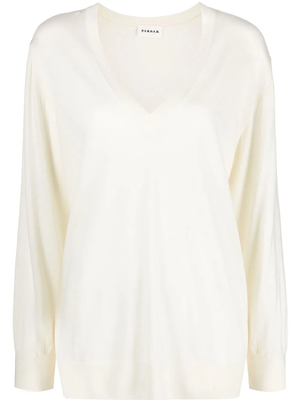 Шерстяной топ с V-образным вырезом P.A.R.O.S.H., нейтральный 
Шерстяной топ с V-образным вырезом P.A.R.O.S.H., нейтральный