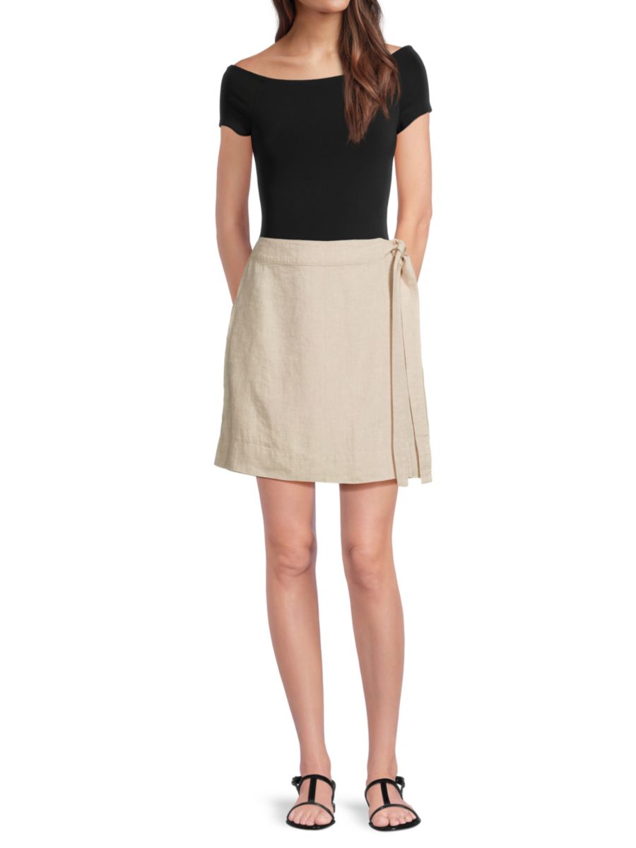 Мини-юбка из 100% льна с завязкой на талии Saks Fifth Avenue, бежевый
Мини-юбка из 100% льна с завязкой на талии Saks Fifth Avenue, бежевый