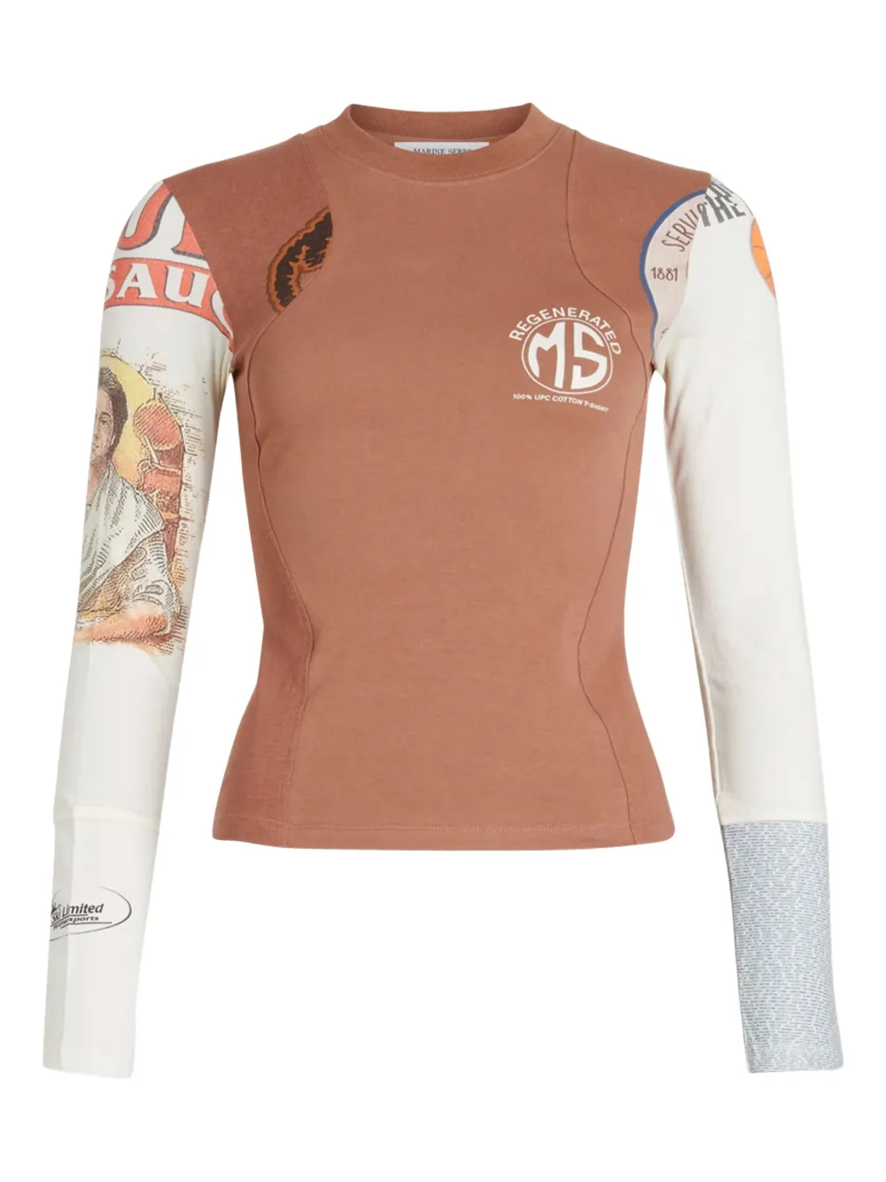 Топ с длинными рукавами и графическим принтом Marine Serre, нейтральный
Топ с длинными рукавами и графическим принтом Marine Serre, нейтральный