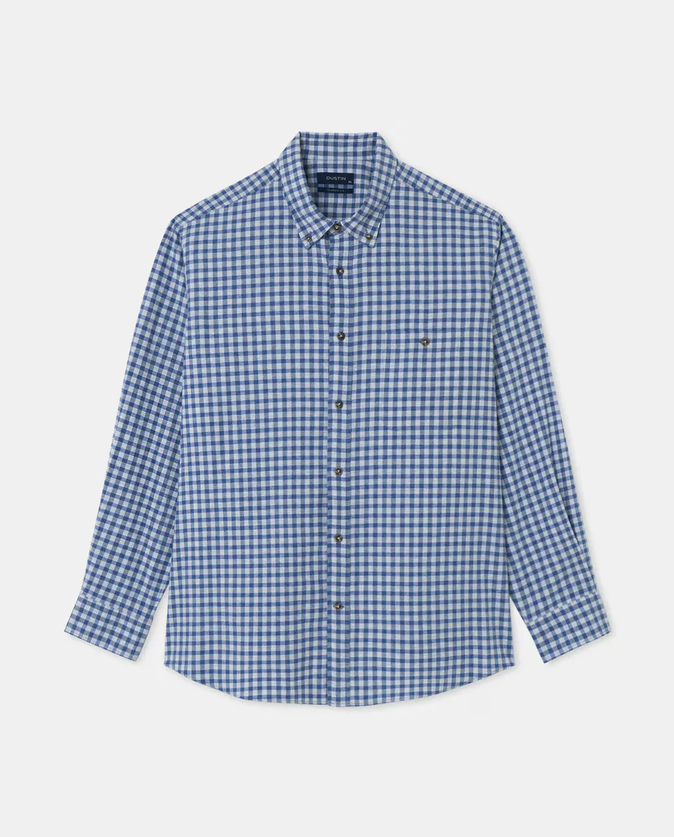 Мужская повседневная рубашка большого размера из ткани виела с принтом вичи Dustin, синий 
Мужская повседневная рубашка большого размера из ткани виела с принтом вичи Dustin, синий