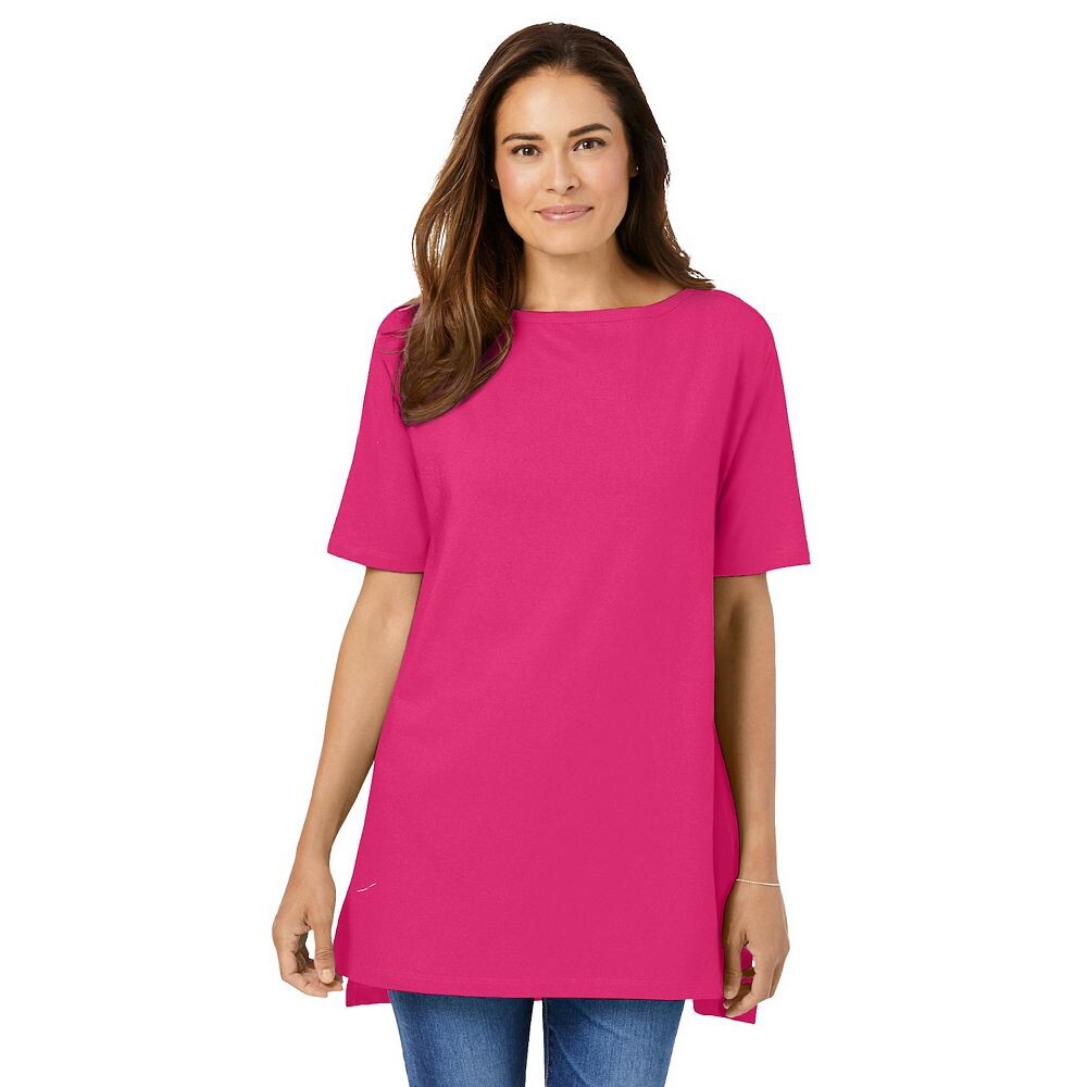 Женщина в женской идеальной тунике больших размеров с короткими рукавами и вырезом «лодочкой» Woman Within, цвет Raspberry Sorbet
Женщина в женской идеальной тунике больших размеров с короткими рукавами и вырезом «лодочкой» Woman Within, цвет Raspberry Sorbet