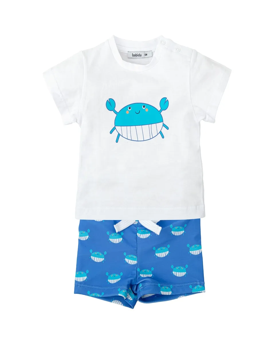 Детский комплект для мальчика с футболкой и плавками BABIDÚ, белый
Детский комплект для мальчика с футболкой и плавками BABIDÚ, белый