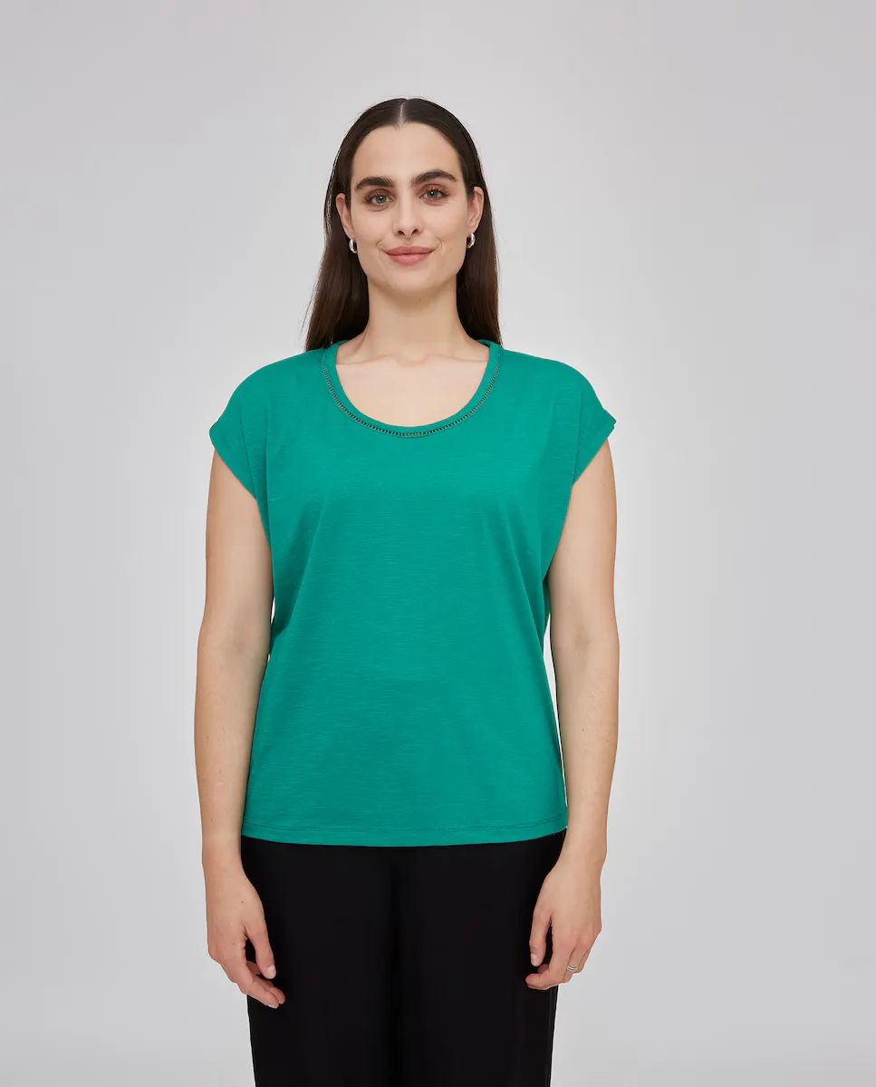 Женская футболка с круглым вырезом и приспущенными рукавами October, зеленый
Женская футболка с круглым вырезом и приспущенными рукавами October, зеленый