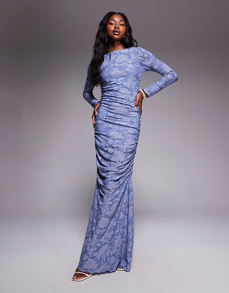 Длинное платье макси с длинными рукавами и сборками ASOS DESIGN devore синего цвета
Длинное платье макси с длинными рукавами и сборками ASOS DESIGN devore синего цвета