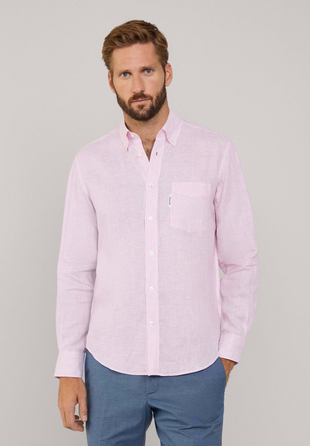 Рубашка REGULAR FIT BENGAL STRIPED LINEN Façonnable, лосось 
Рубашка REGULAR FIT BENGAL STRIPED LINEN Façonnable, лосось