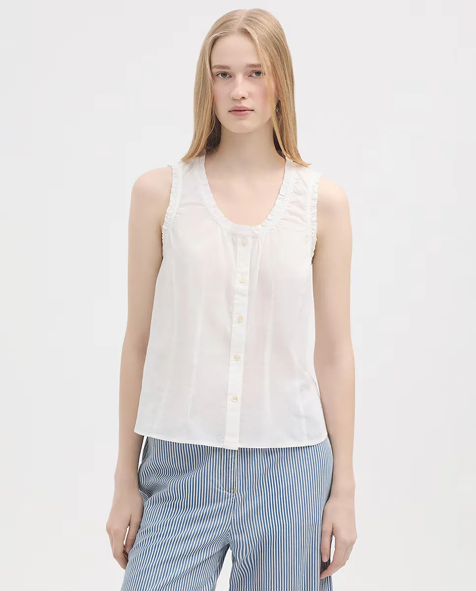 Женский топ из хлопка с мини-оборочками Nice Things, белый
Женский топ из хлопка с мини-оборочками Nice Things, белый