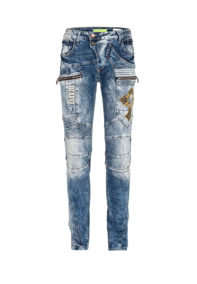 Джинсы в байкерском стиле прямого кроя Cipo & Baxx, синий
Джинсы в байкерском стиле прямого кроя Cipo & Baxx, синий