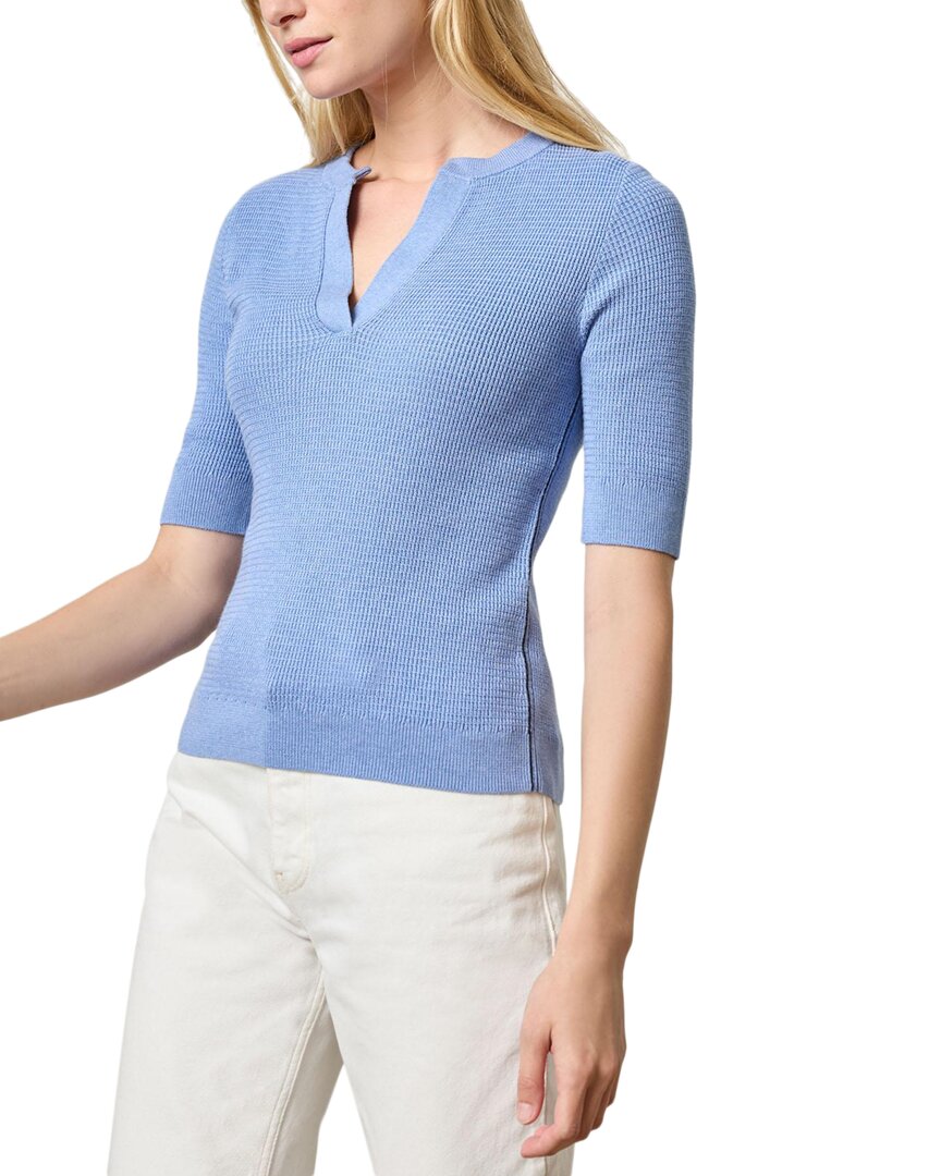 Lilla P Свитер с разрезом на шее и рукавом три четверти, синий
Lilla P Свитер с разрезом на шее и рукавом три четверти, синий