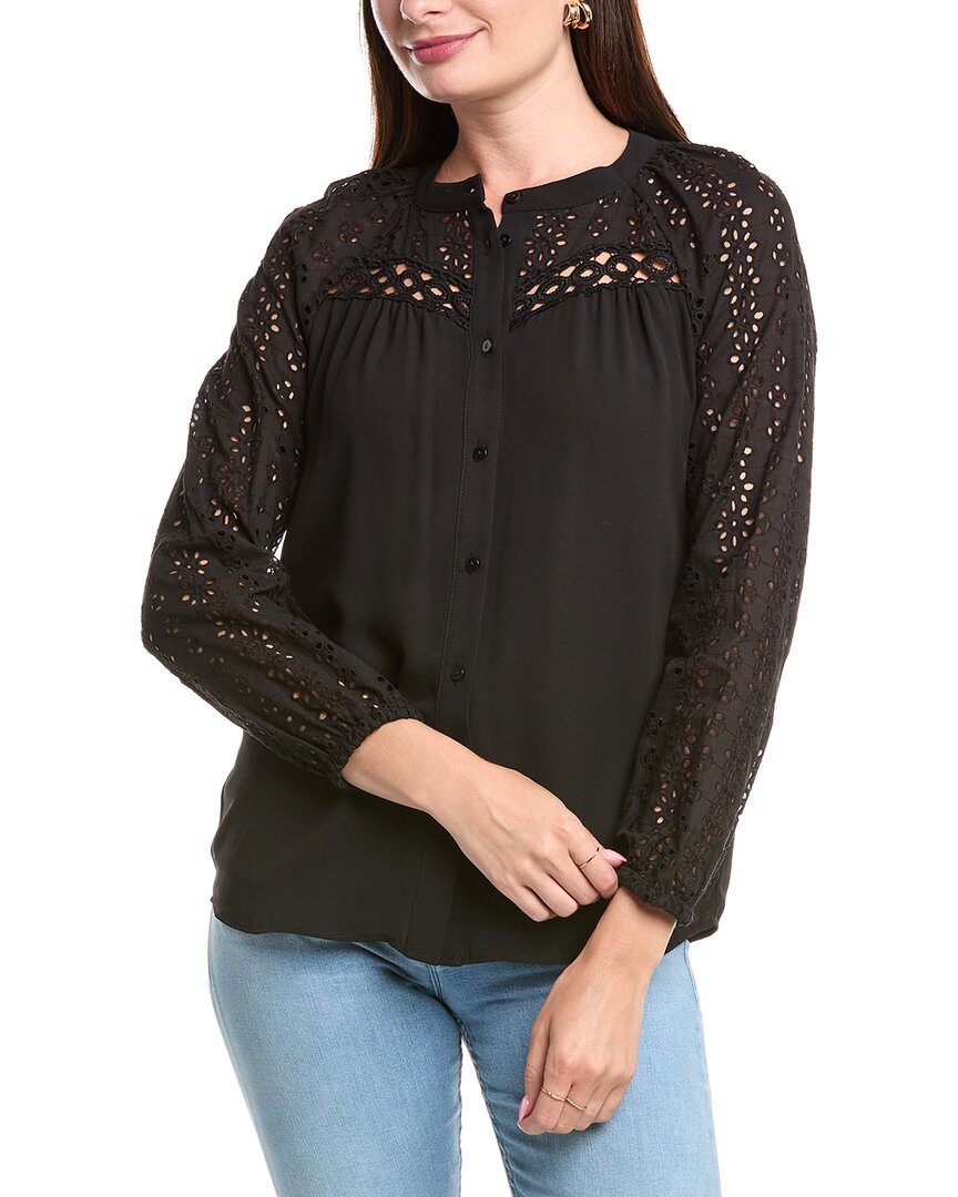 T Tahari Блузка с вышивкой, черный
T Tahari Блузка с вышивкой, черный