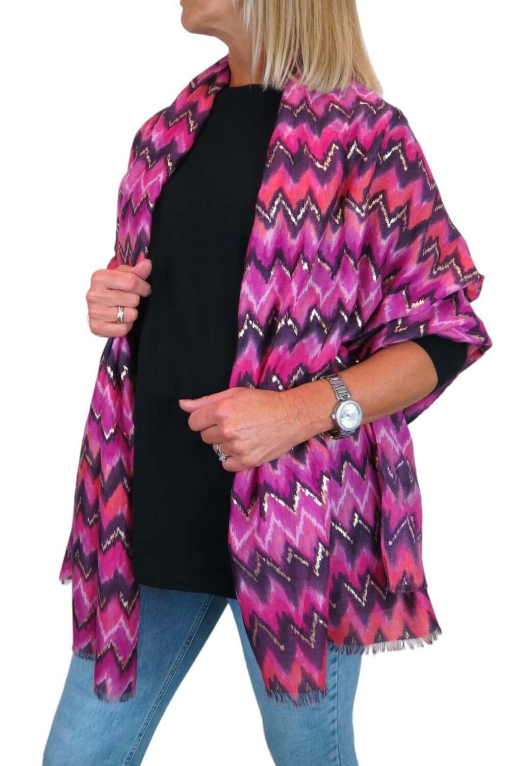 Модный шарф с золотым волновым узором Paulo Due, розовый
Модный шарф с золотым волновым узором Paulo Due, розовый