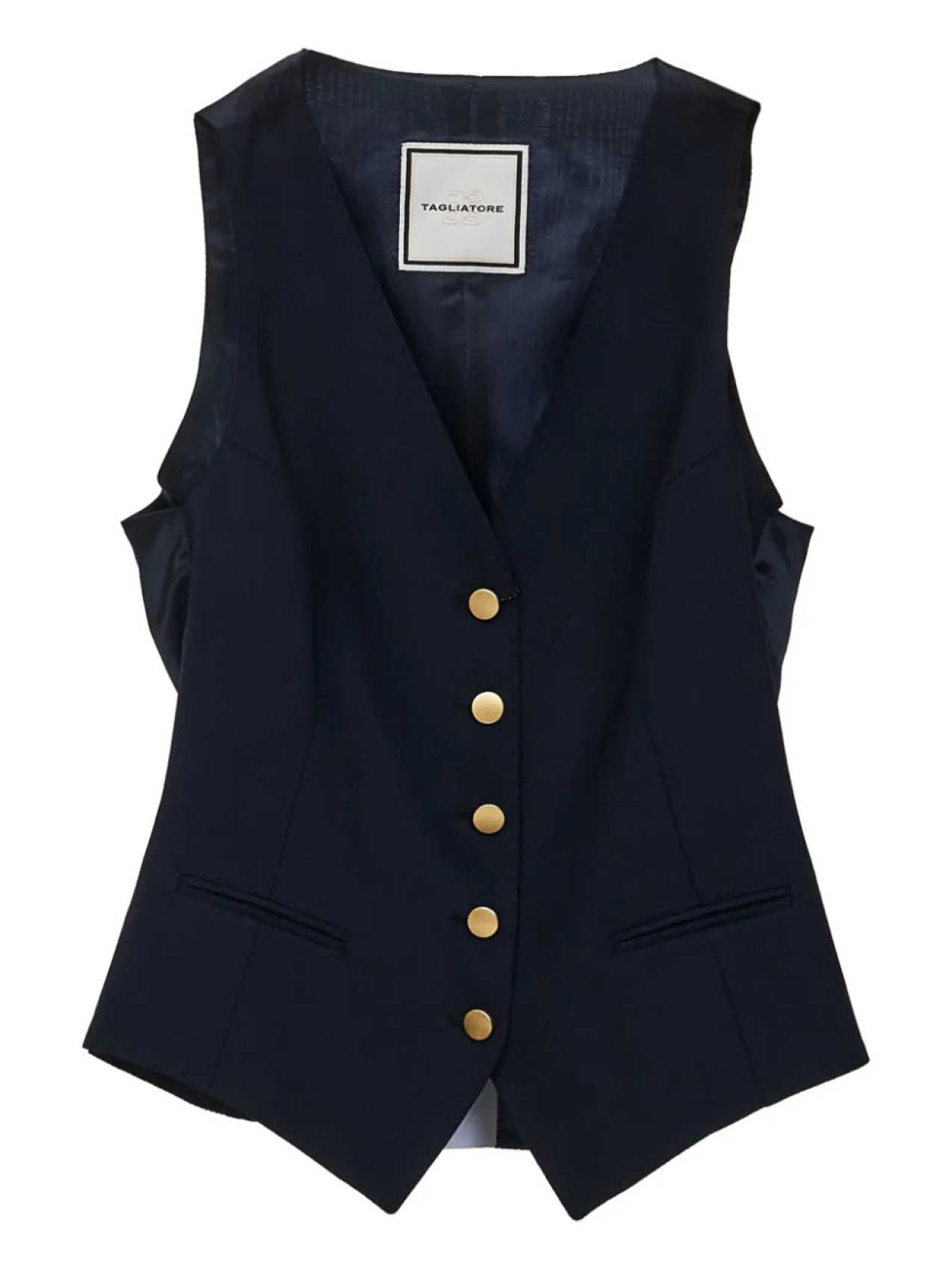 Жилет без рукавов Tagliatore с золотыми пуговицами, черный
Жилет без рукавов Tagliatore с золотыми пуговицами, черный