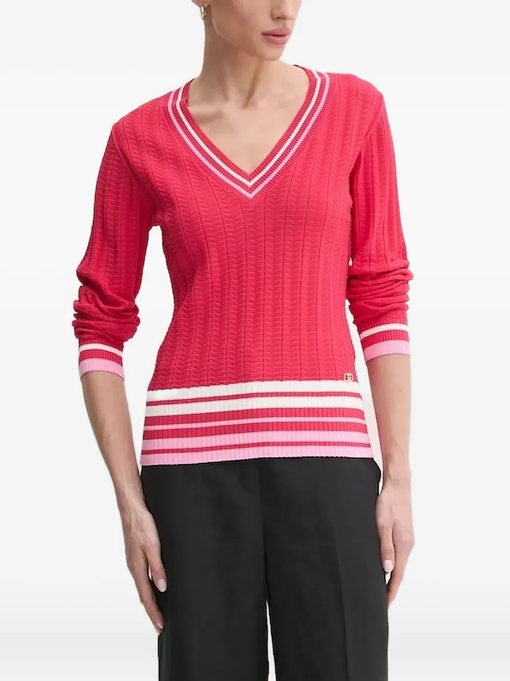 Ребристый свитер с V-образным вырезом LIU JO, розовый
Ребристый свитер с V-образным вырезом LIU JO, розовый