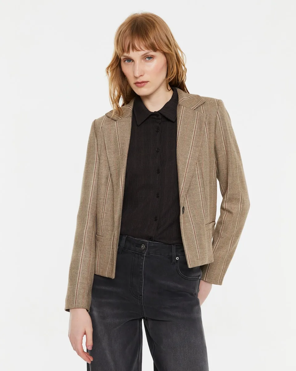 Женский короткий блейзер в полоску Andam, бежевый
Женский короткий блейзер в полоску Andam, бежевый