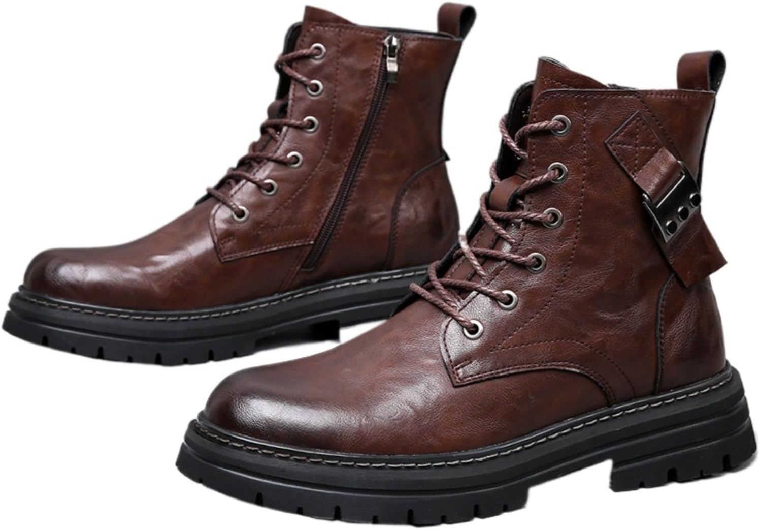 Мужские байкерские ботинки Azttoztto из натуральной кожи, высокие ботинки с массивной подошвой, зимние теплые ботинки на шнуровке, ретро стиль, коричневый
Мужские байкерские ботинки Azttoztto из натуральной кожи, высокие ботинки с массивной подошвой, зимние теплые ботинки на шнуровке, ретро стиль, коричневый