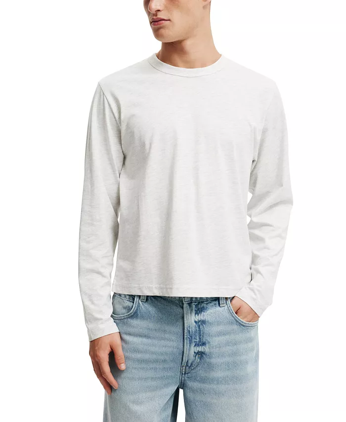 Мужская укороченная футболка с длинным рукавом COTTON ON, белый 
Мужская укороченная футболка с длинным рукавом COTTON ON, белый