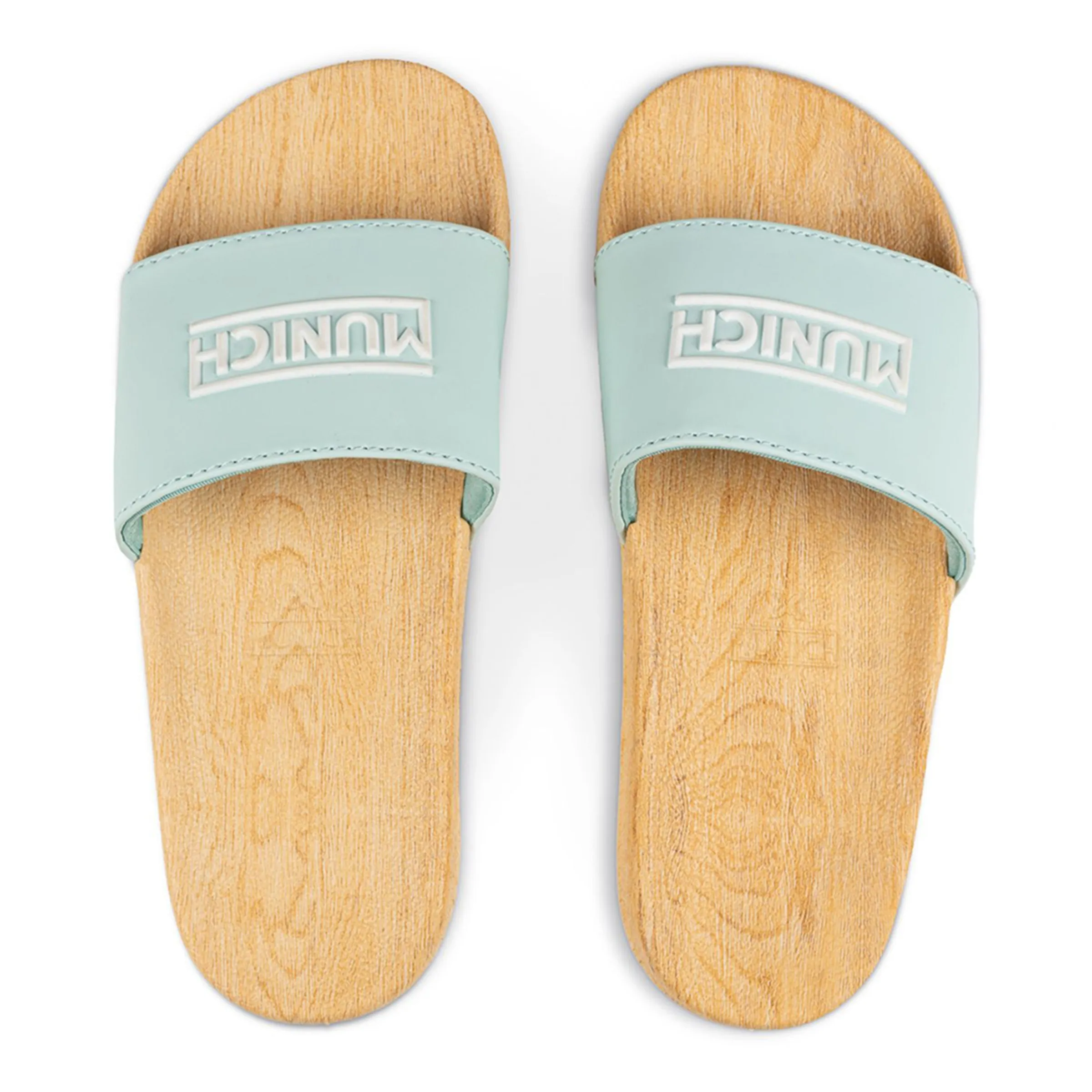 Сланцы для взрослых Плоские слайдеры с эффектом дерева в цвете бирюзовый Munich 
Сланцы для взрослых Плоские слайдеры с эффектом дерева в цвете бирюзовый Munich
