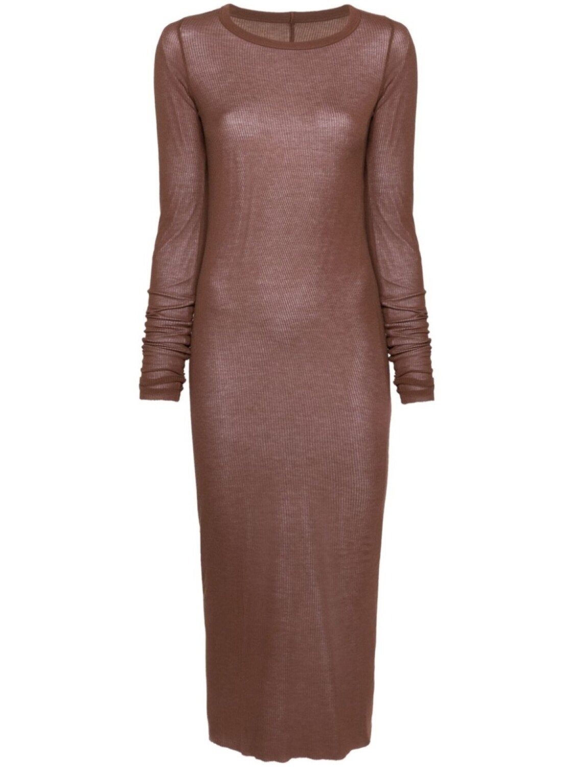 Rick Owens платье миди в рубчик, коричневый 
Rick Owens платье миди в рубчик, коричневый