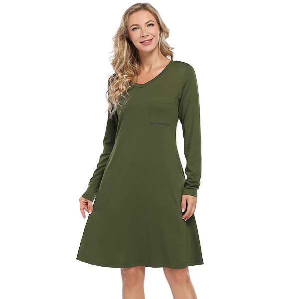 Женское платье-трапеция с длинным рукавом и карманами Kojooin, Dark Green
Женское платье-трапеция с длинным рукавом и карманами Kojooin, Dark Green