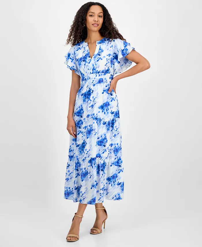 Женское платье миди с принтом и оборками на рукавах julia jordan, синий
Женское платье миди с принтом и оборками на рукавах julia jordan, синий