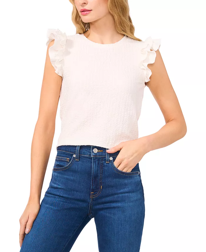 Женский топ без рукавов с двойными рюшами CeCe, белый
Женский топ без рукавов с двойными рюшами CeCe, белый