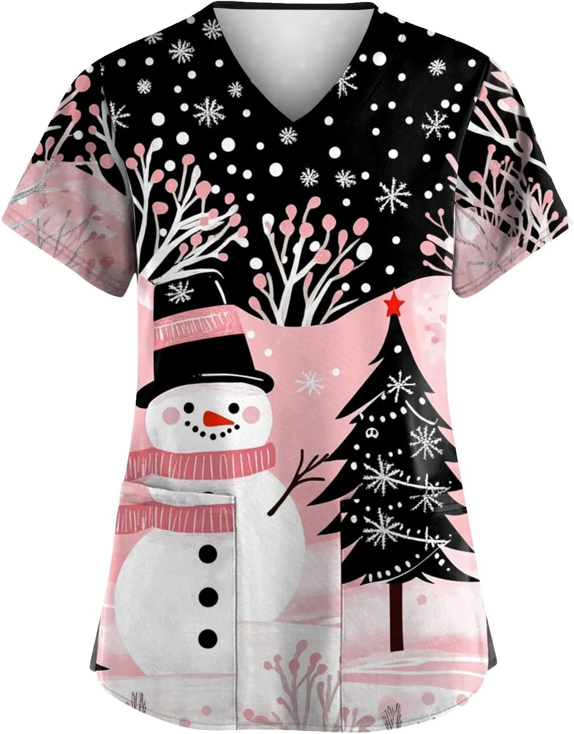 Женский топ для скраба с коротким рукавом и рождественским принтом, V-образный вырез FlekmanArt
Женский топ для скраба с коротким рукавом и рождественским принтом, V-образный вырез FlekmanArt