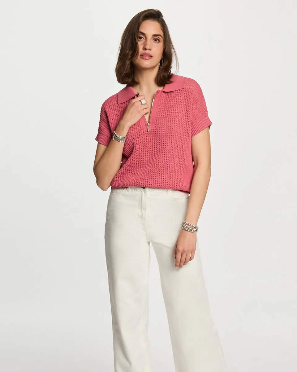Женский свитер с воротником поло Morgan, розовый
Женский свитер с воротником поло Morgan, розовый