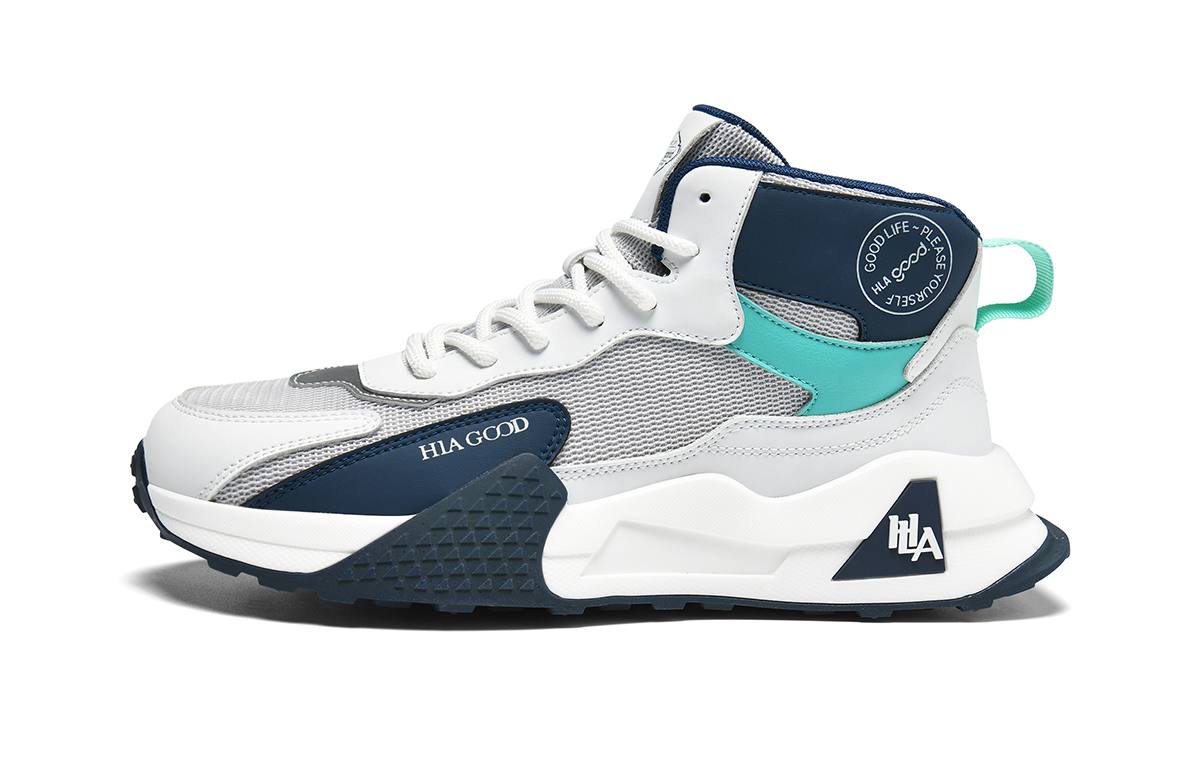 Повседневные кроссовки мужские мид-топ бело-синие бело-черные HLA
Повседневные кроссовки мужские мид-топ бело-синие бело-черные HLA