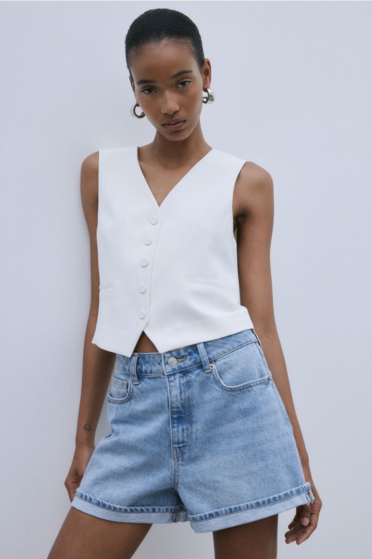 Джинсовые шорты с высокой талией H&M, синий
Джинсовые шорты с высокой талией H&M, синий